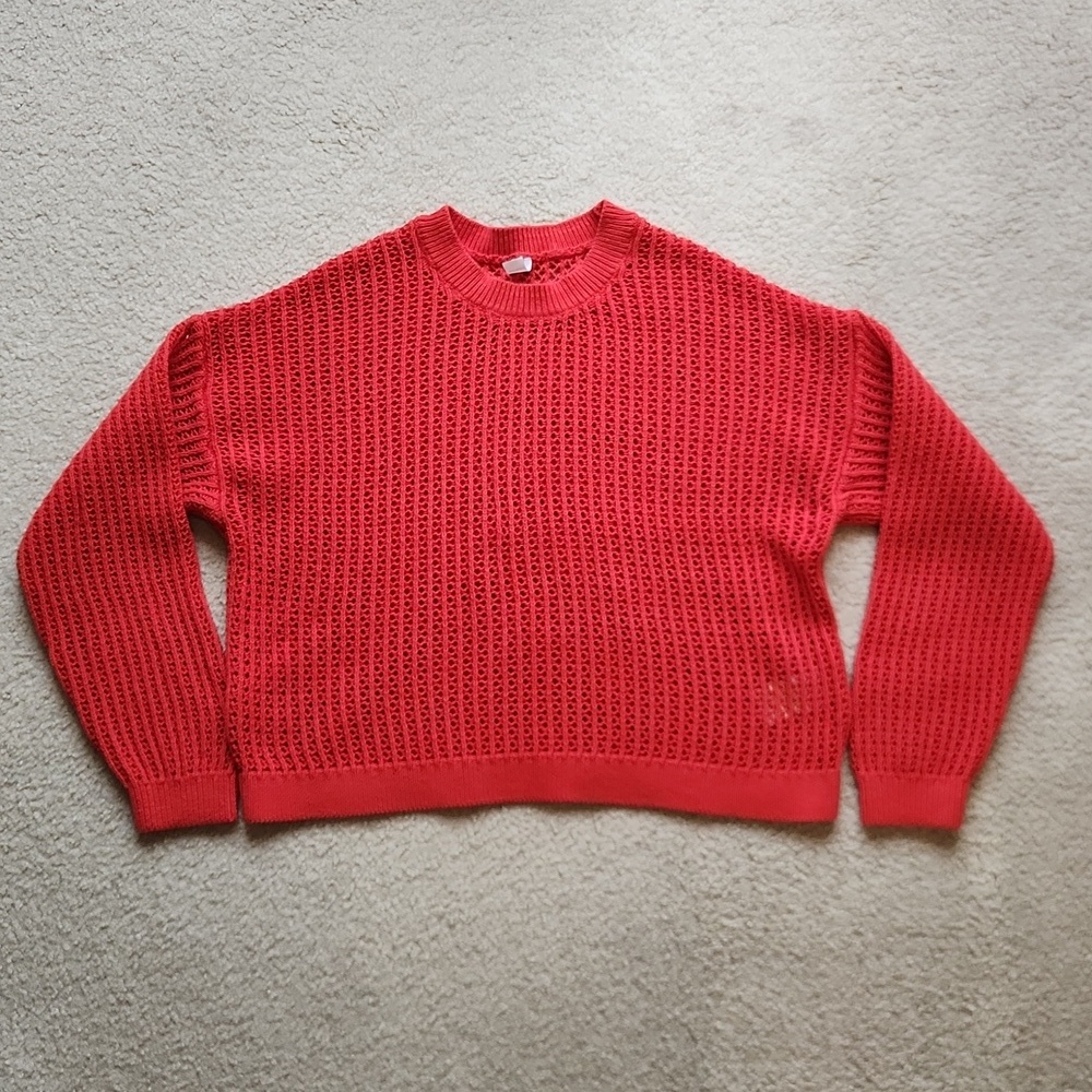 Old Navy Women's Orange Open Knit Cotton Sweater Size Medium